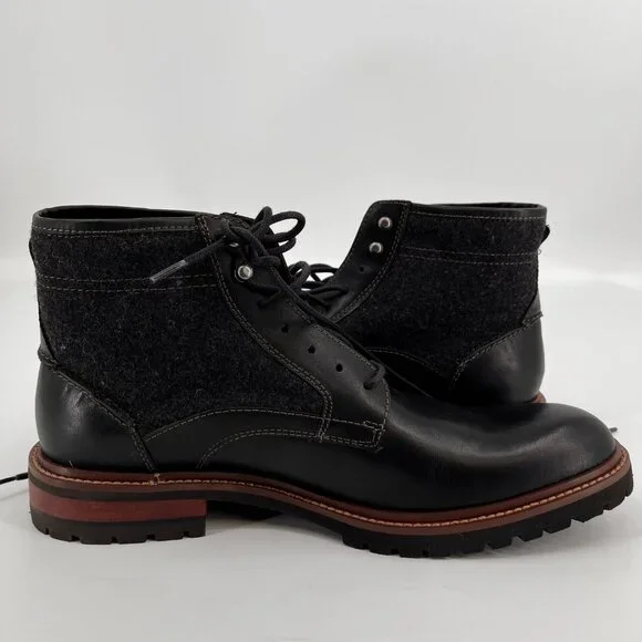 Johnston & Murphy Chadwick Boots Size 10.5M Black Leather EVA Rubber Lug Sole - Picture 7 of 16